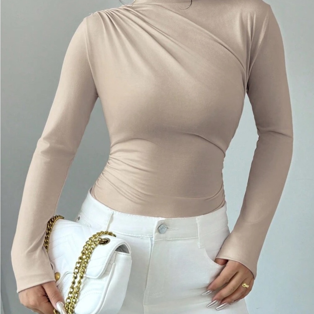 Elegant Beige Long Sleeve Top